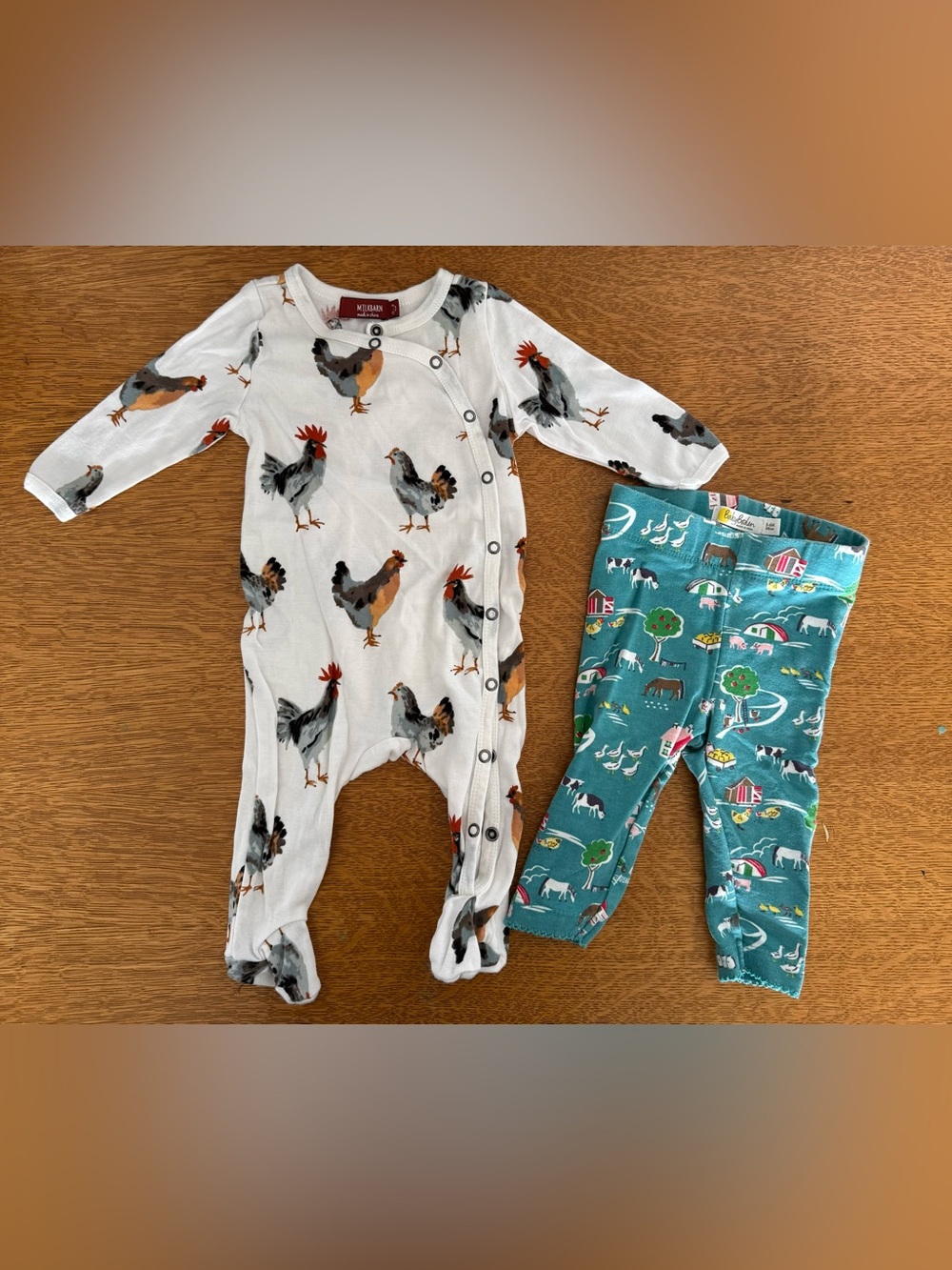 Rooster One-Piece with Teal Farm Leggings
